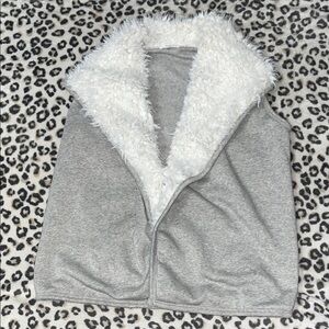 Eyeshadow Gray Vest with White Fuzzy Collar